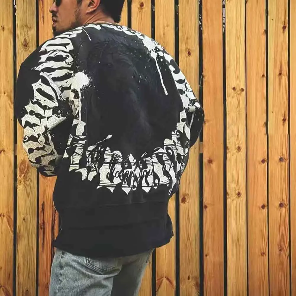 

Осенняя новая мужская футболка с длинными рукавами и графикой Y2K, американский ретро-модный тренд, уличный хип-хоп, свободный повседневный нишевый мужской топ