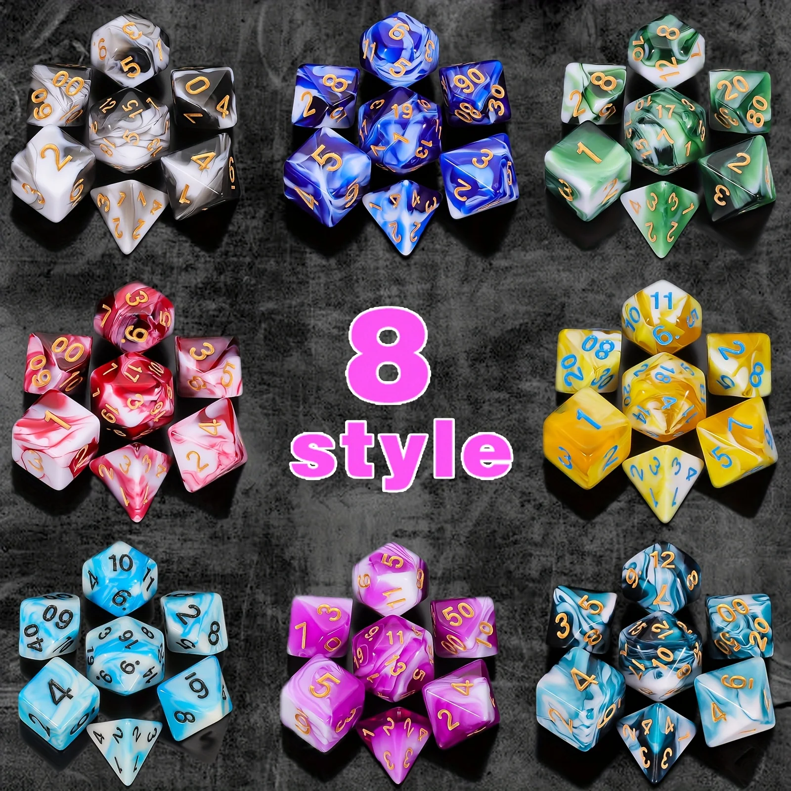 DND Dice Set -7pc Mix-Colors Polyhedral Dice for D&D RPG MTG Role Playing Table Party Games & DM & Dice Goblin