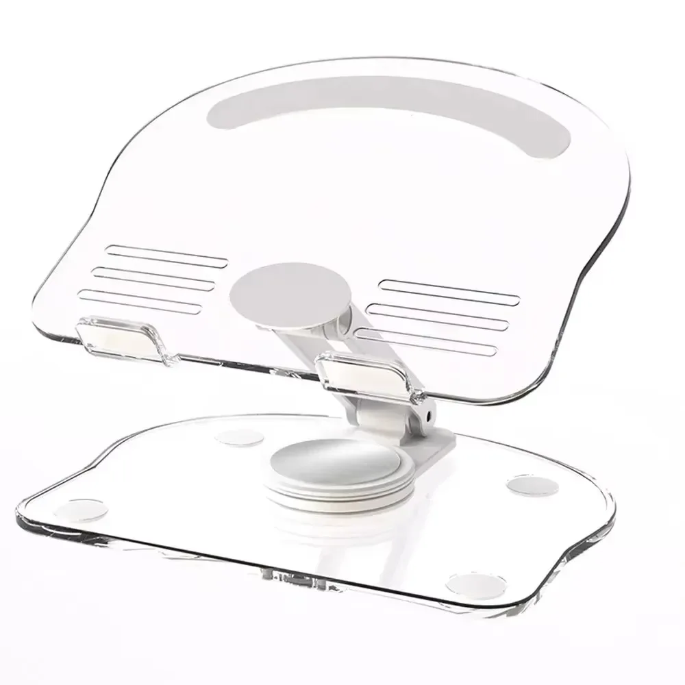 360° Rotation Tablet Stand Sturdy Swivel Tablet Riser Space-saving Transparent Cell Phone Support Desktop Stand