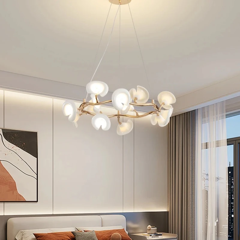 

Modern Creative Flower Glass Ball Ceiling Chandelier Bedroom Kitchen Dining Table Hall Design Decorative Luminaire Hanging Lamp