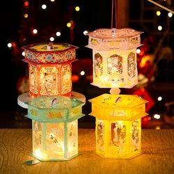 Chinese Lanterns Retro Jade Rabbit Portable Lanterns Handmade DIY Luminous Mid-Autumn Festival Stage Performance Props