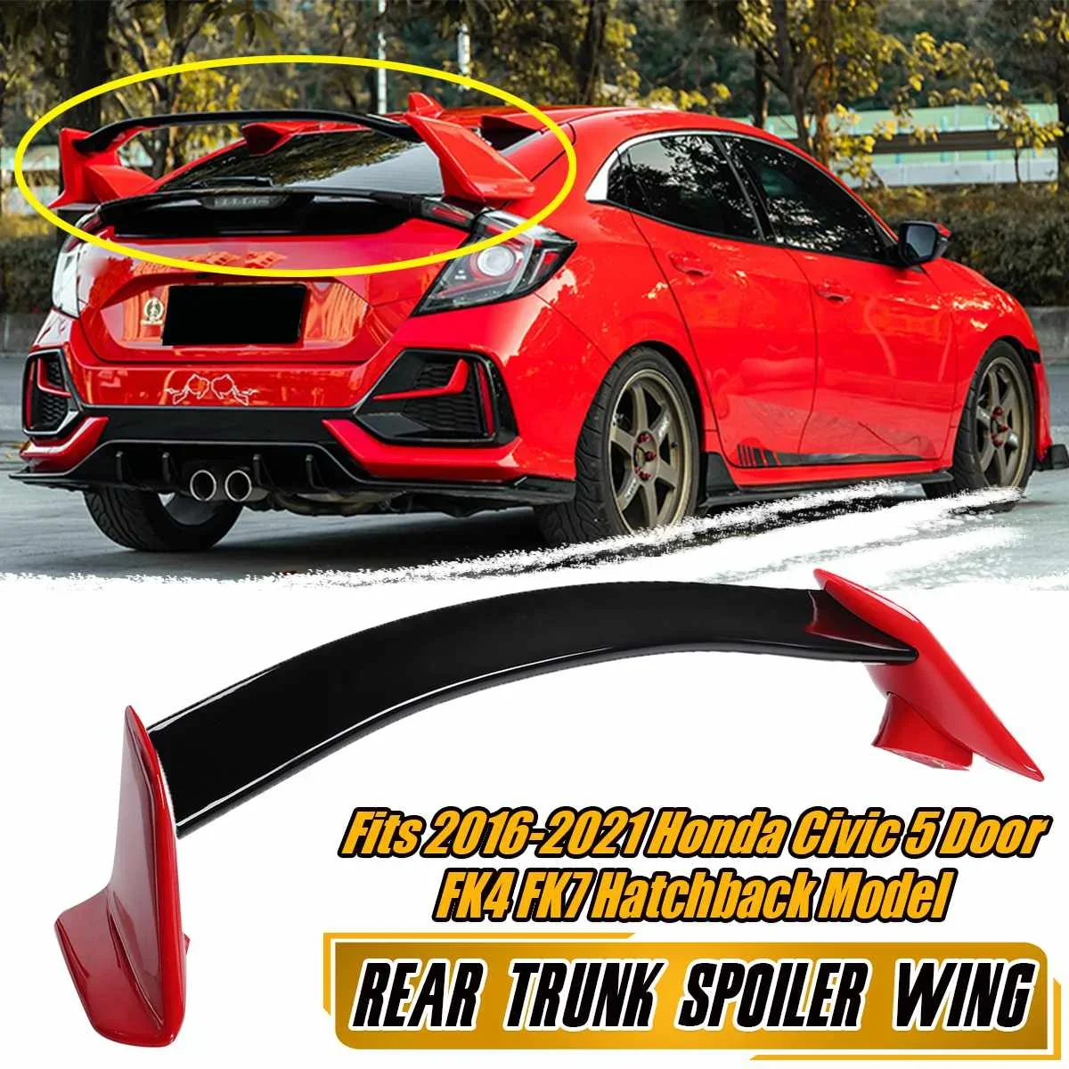 FK4 FK7 Car Rear Spoiler Wing Lip Extension For Honda Civic 5 Door FK4 FK7 Hatchback 2016-2021 Rear Trunk Spoiler Lip Wing