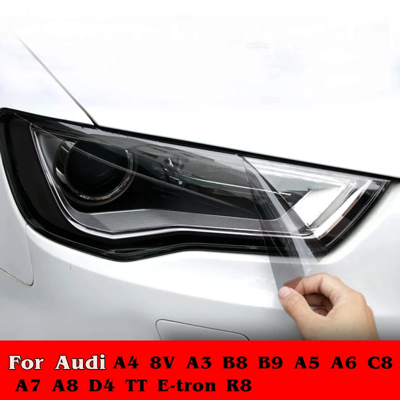 

2pcs Car Headlight Protector Film Black TPU Sticker For Audi A4 8V A3 B8 B9 A5 A6 C8 A7 A8 D4 TT E-tron R8 Car Accessories