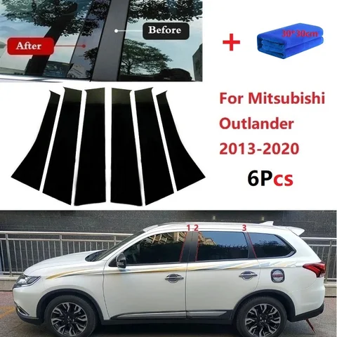 6 шт. полированных столбов для Mitsubishi Outlander 2013-202