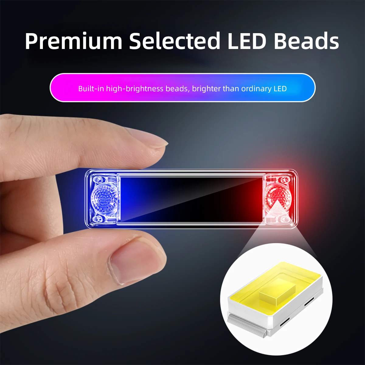 1Pair Motorcycle Strobe LED Warning Light Mini Colorful Rear Collision Warning Flashing Lamp Solar Charging Rear Taillight