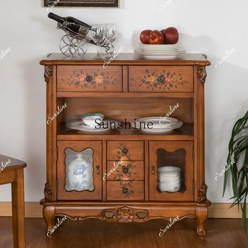 European and American side cabinets Small retro dishes storage porch display Mediterranean painted furniture  FT