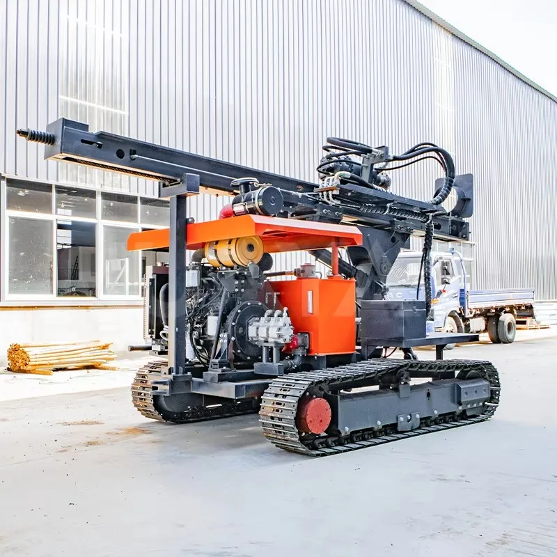 Hydraulic Photovoltaic Pile Driver Equipped With Spiral Auger For Boring Holes And Driving Posts Simultaneously