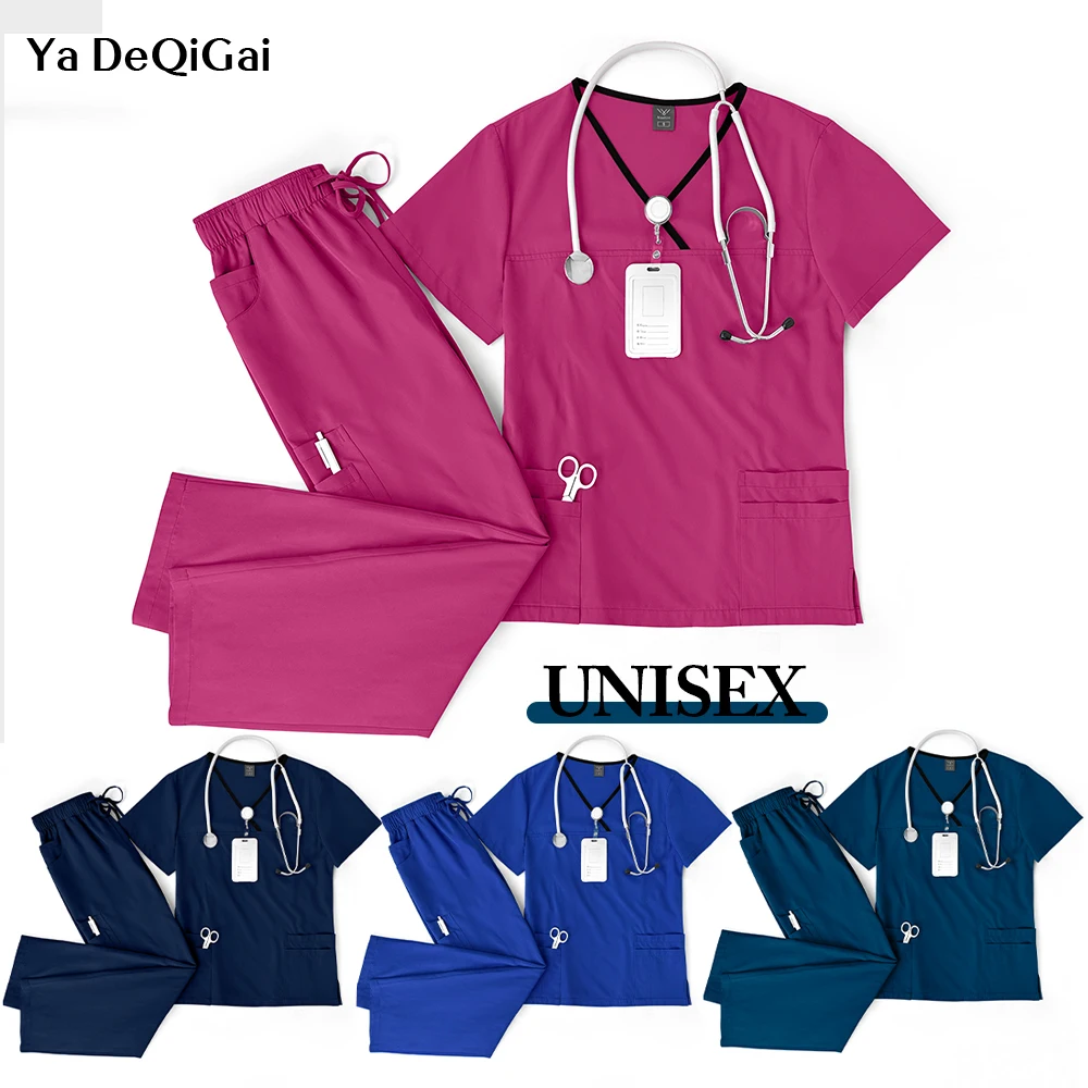 

Doctor Dentist Workwear Unisex Medical Uniforms Men Women Nursing Clothes Beauty Lab Costume Nurse Scrubs Set Surgical Top Pants