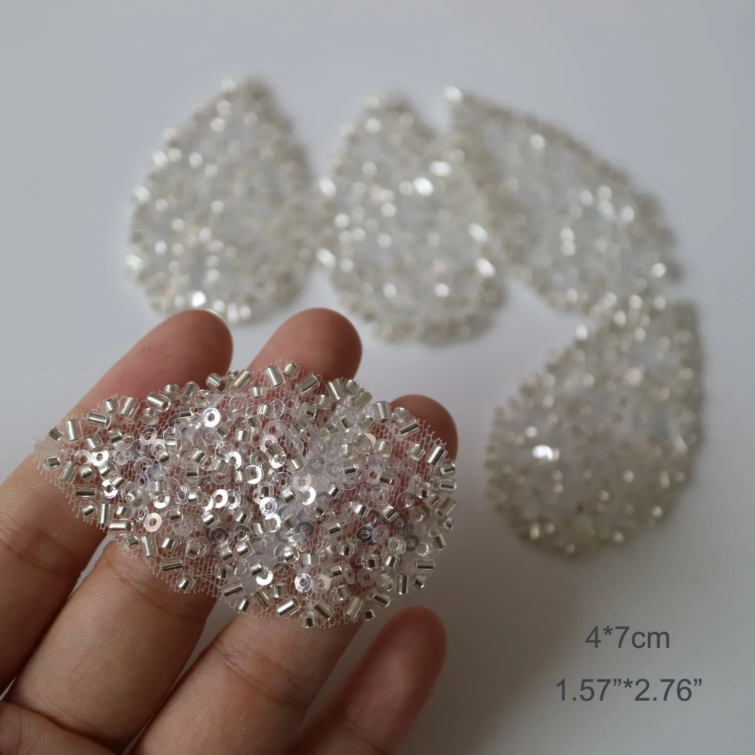 5pc/lot leaves flower sequins lace appliques for wedding dresses Bridal crystal headdress hairpin accessories DIY craft supplies