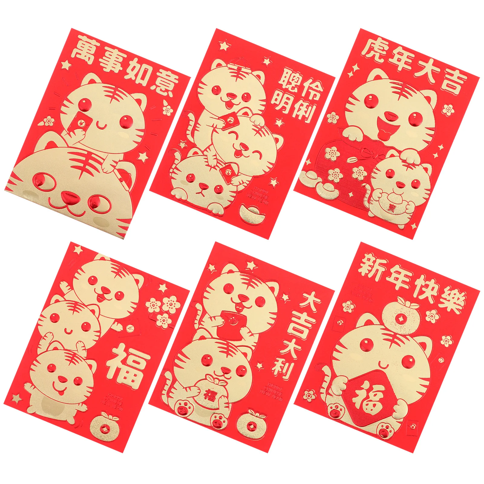 

60 Pcs Small Red Envelope Tiger Pattern Money Packets Spring Festival New Year Pockets Paper Party Supply