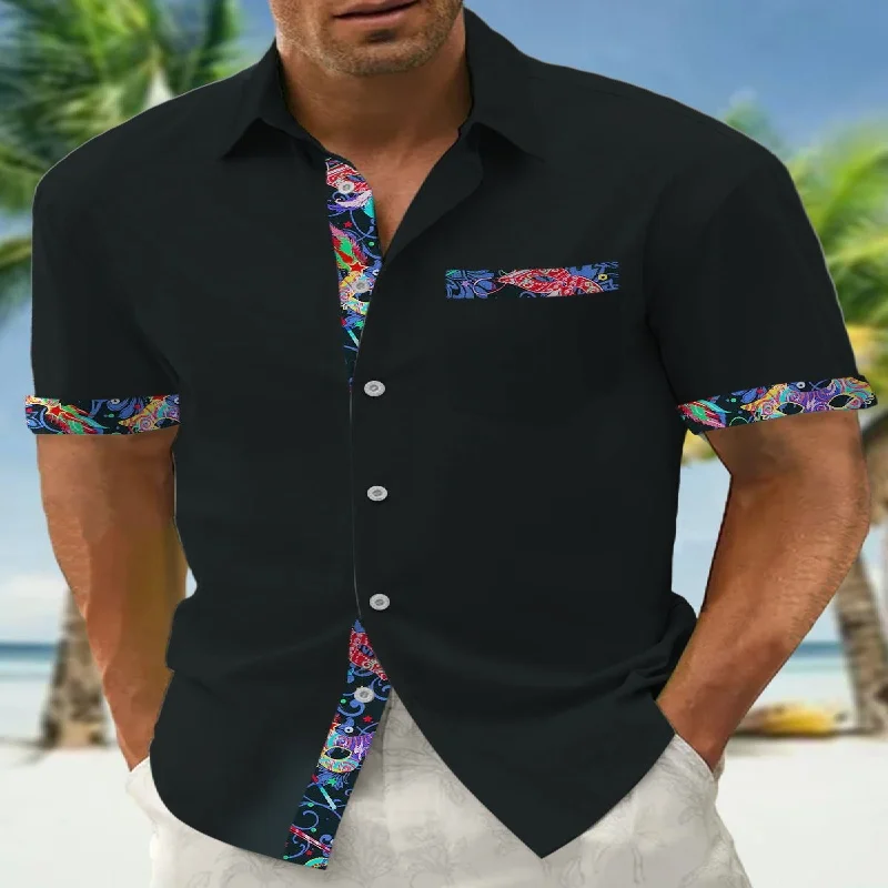 

Men's Hawaiian Shirt - Holiday Casual Short Sleeve - Personalized Print Men's Large-Sized Summer Shirt -XL- 5XL