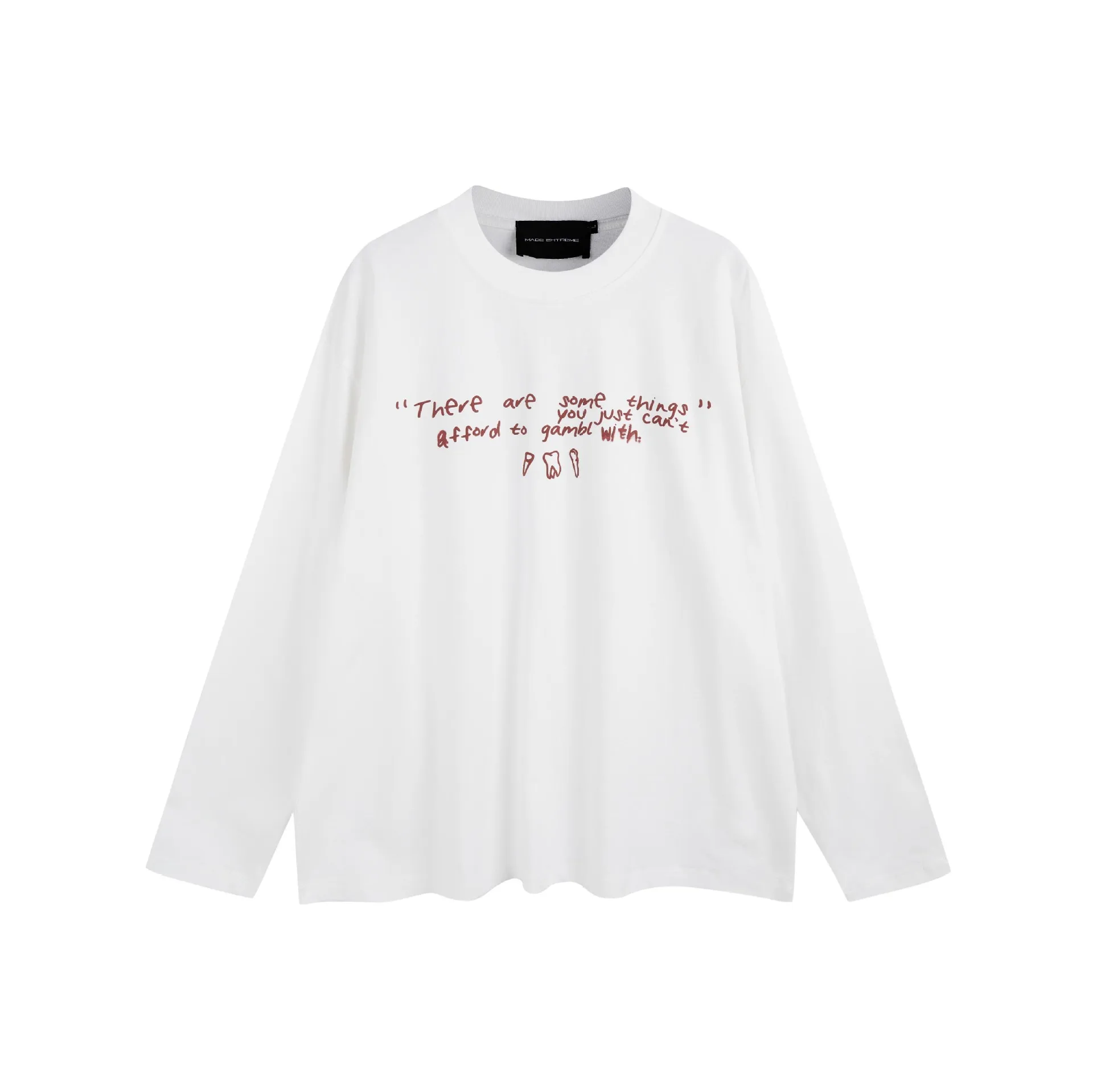 MADEEXTREME Pure Cotton Simple Round Neck Long-sleeved T-shirt Harajuku Oversized T Shirt