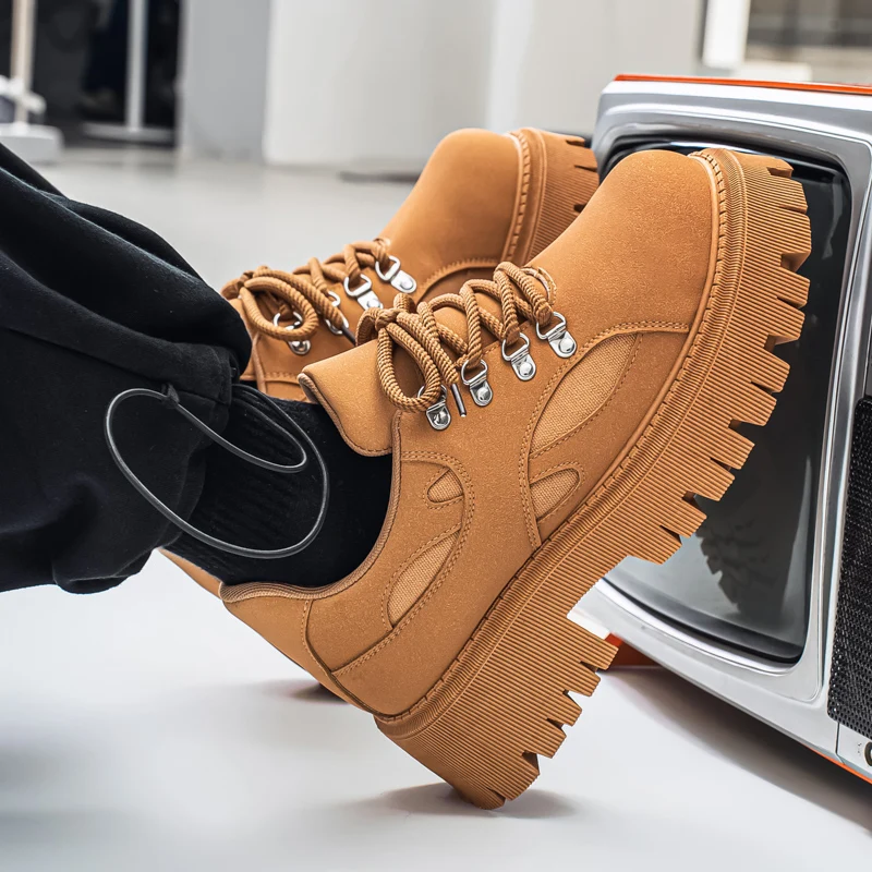 

2025 New Casual Trend Fashionable Low Top Thick Sole Height Increasing Breathable Versatile Super Hot Big Head Men's Shoes