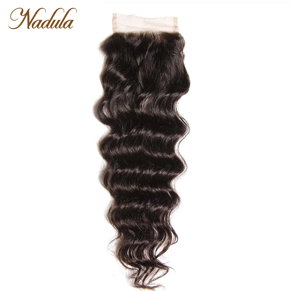 Nadula Hair 10-20INCH Brazilian Natural Wave Closure 100% Human Hair Weaves 4*4 Free Part Swiss Lace Closure Free Shipping