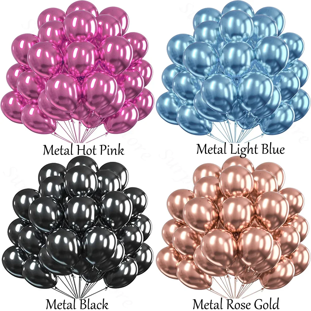5/10/12inch Metallic Black Blue Balloon Chrome Hot Pink Rose Gold Balloon Baby Shower Boy Girl Birthday Wedding Party Decoration