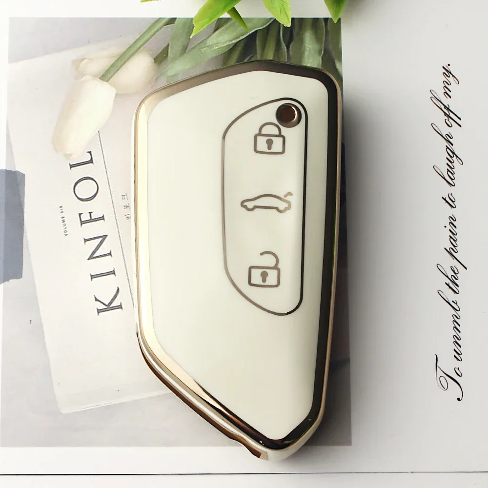 KEYYOU لشركة فولكس فاجن فولكس فاجن جولف 8 ID.3 ID.4 سكودا اوكتافيا A8 MK4 MK8 2022 2021 GTI R بولي يوريثان مفتاح السيارة فوب غطاء الملحقات #1