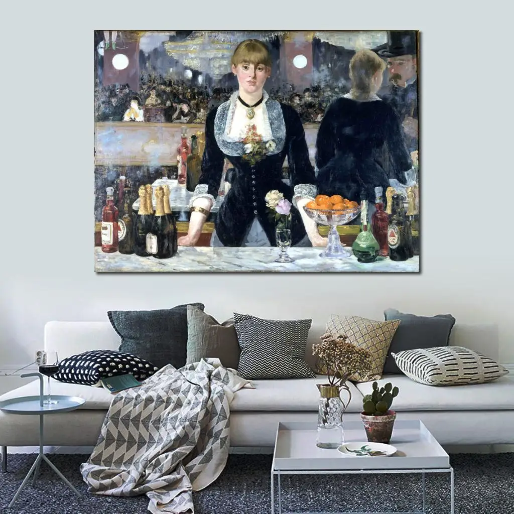 Canvas Paintings Bar at The Folies Bergeres Edouard Manet Artwork Hand Painted High Quality