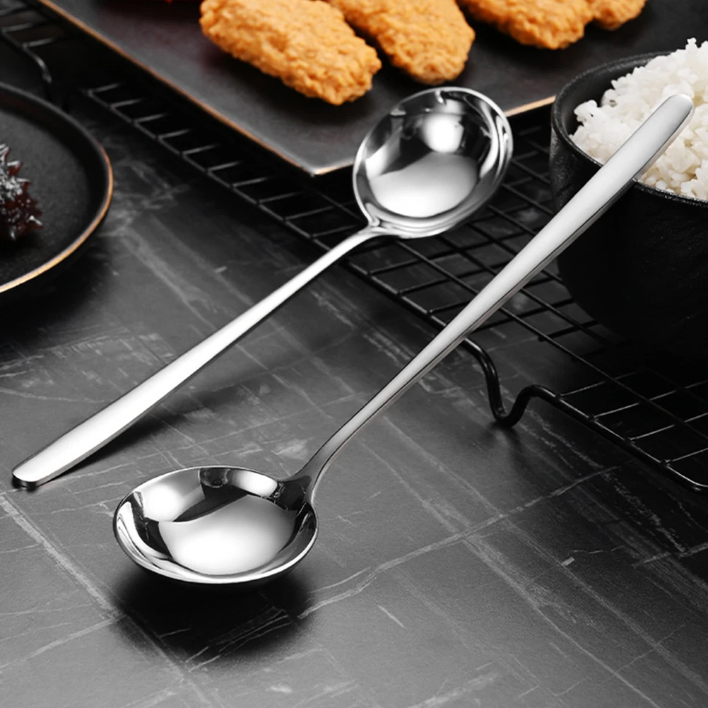 

2Pcs Stainless Ladle Soup Spoon Long H Stainless Steel Ladle Kitchen Tool Rust Resistant Multipurpose BBQ