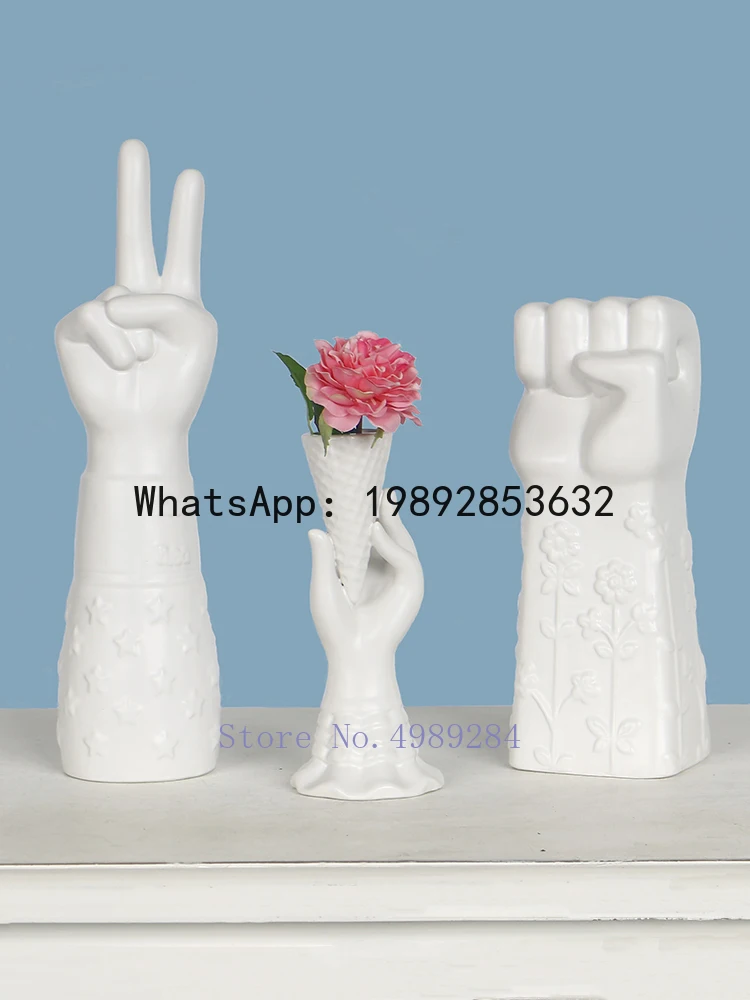 Creative Ceramics Vase White Abstract Character Hand Crafts Decoration Flower Arrangement Accessories Modern Home Decoration