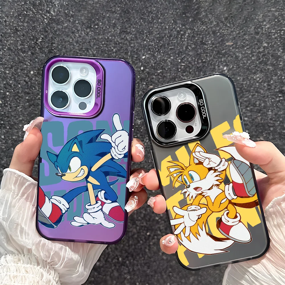 

Cartoon S-So N-Nnic the H-Hedgehog phone case For iPhone 17 16 15 14 13 12 11 Pro Max Plus Mini IMD Color Silver Shell