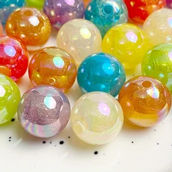 30Pcs/12mm Acrylic AB Plated Solid Colored Round Beads For Handmade DIY Bracelet Necklace Accessory Material Loose Beads