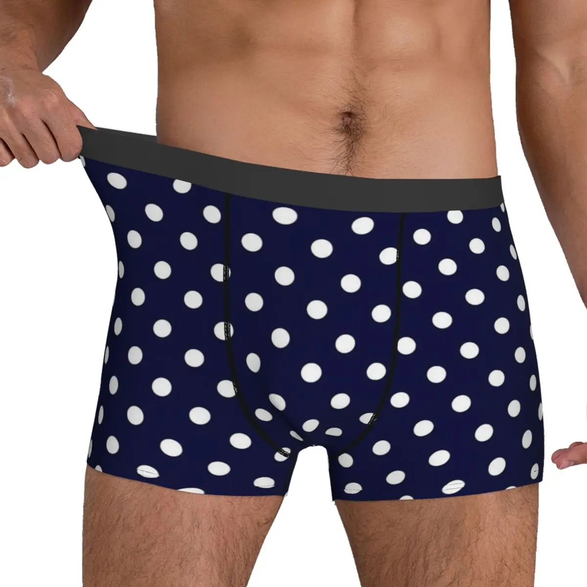 Classic Polka Dots Underwear Blue And White Sublimation Trunk High Quality Male Underpants Breathable Boxer Brief Birthday Gift