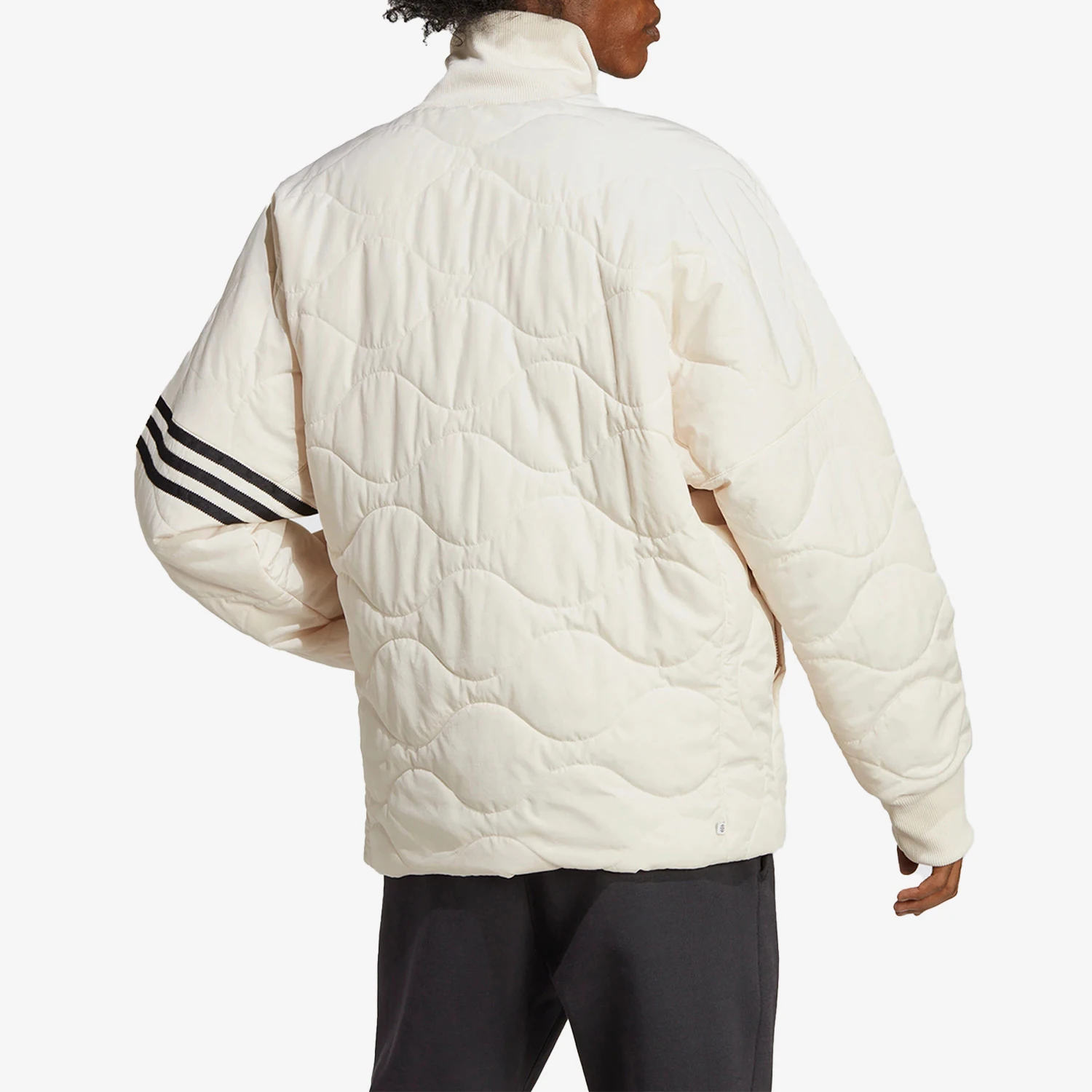Adidas genuine clover men's casual striped stand up collar warm cotton jacket HS1581