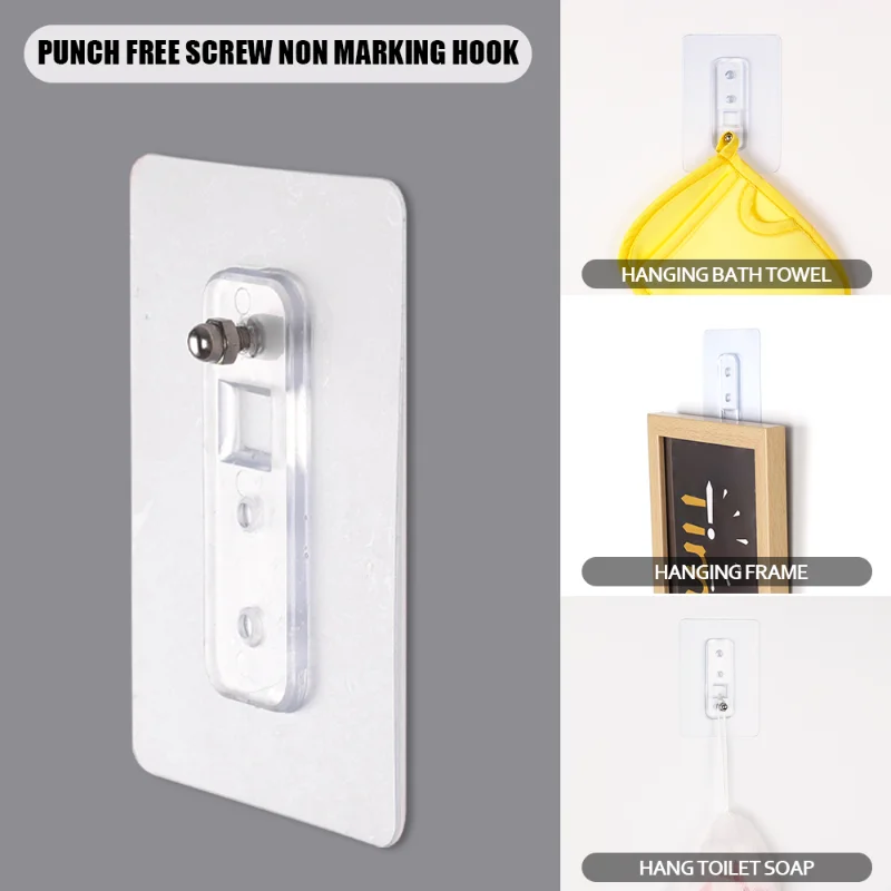 Tornillos sin perforaciones, tornillos de pared adhesivos sin costuras, gancho para colgar clavos, agujero autoadhesivo, Kit para colgar agujeros