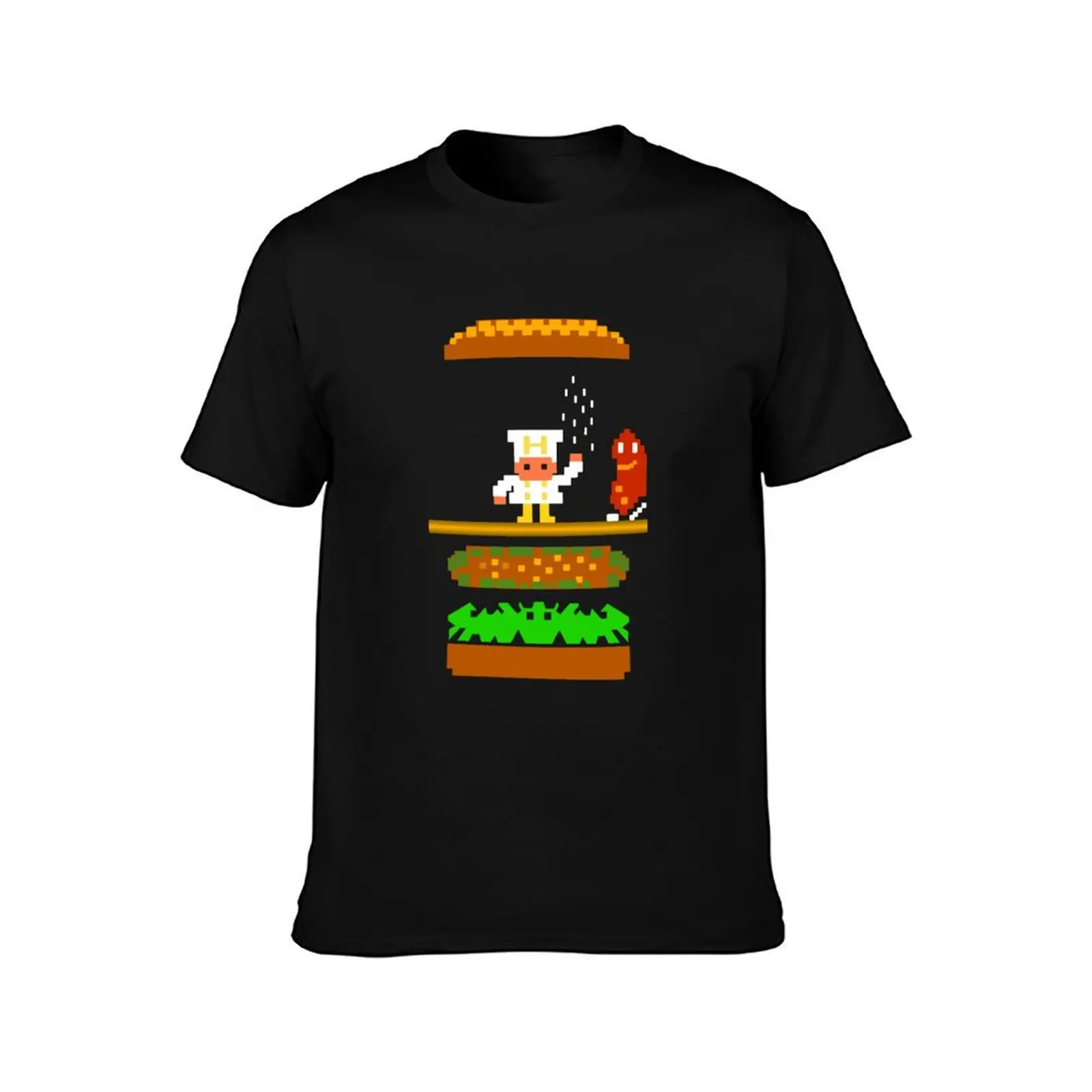 Burger Time Retro 80's Arcade Game design T-Shirt men t shirt cotton 100% T-Shirt