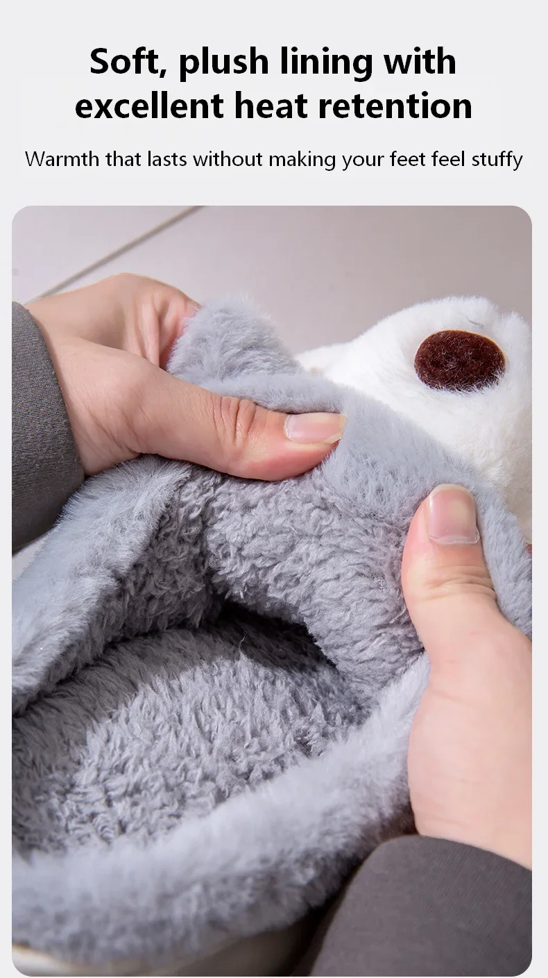 ZUOFU Niedliche Husky-Hund-Plüsch-Hausschuhe Herbst Winter Weiche Flauschige Rutschfeste Komfort-Hausschuhe EU 36-51 – Detail 3
