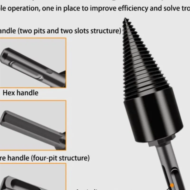  Black Steel Firewood chopper Chop Wood Drill Bit Splitting Tool Splitting Cone Log Splitters Wood Household Tool