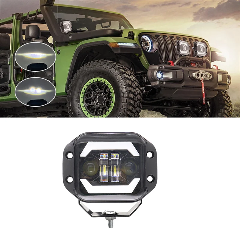 5 Inch Car LED Work Lights Angel Eyes Square Spotlights Front Bumper Mesh Fog Lights Suitable for Wranglers