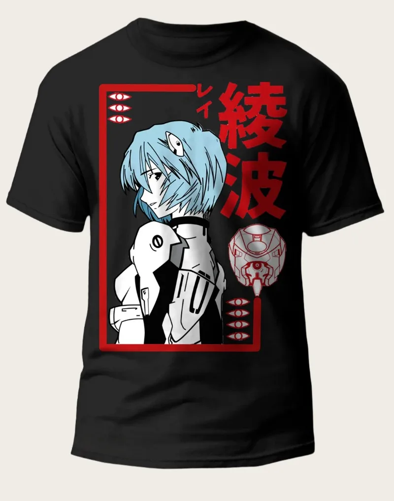 

2025 New Century Evangelion Classic Ayanami Printed Black Loose Fit Bestseller Super Skin Friendly Large T-shirt Camisetas