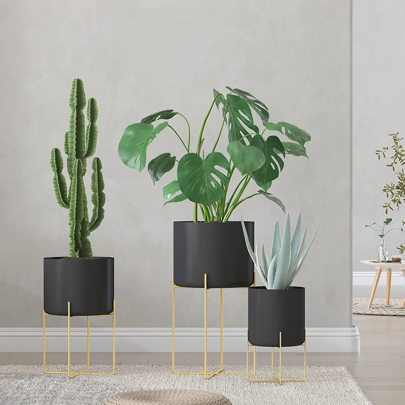 Nordic Indoor Balcony Plant Stand Four Leg Wrought Iron Flower Rack Living Room Decor Plant Stand Outdoor Plant Shelf Plant