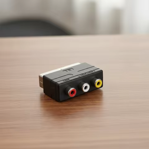 1 Pcs Black Audio Connector Game 21PIN Scart Male to 3RCA Female Plug Adapter Input For PS4 WII DVD VCR