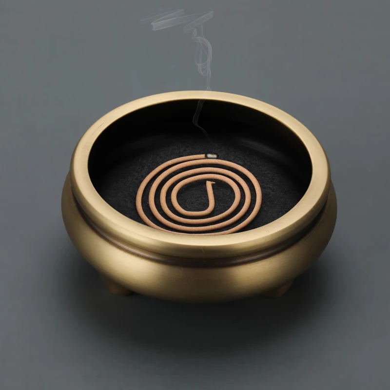 

Brass three-legged three-legged incense burner, household indoor sandalwood pan incense burner