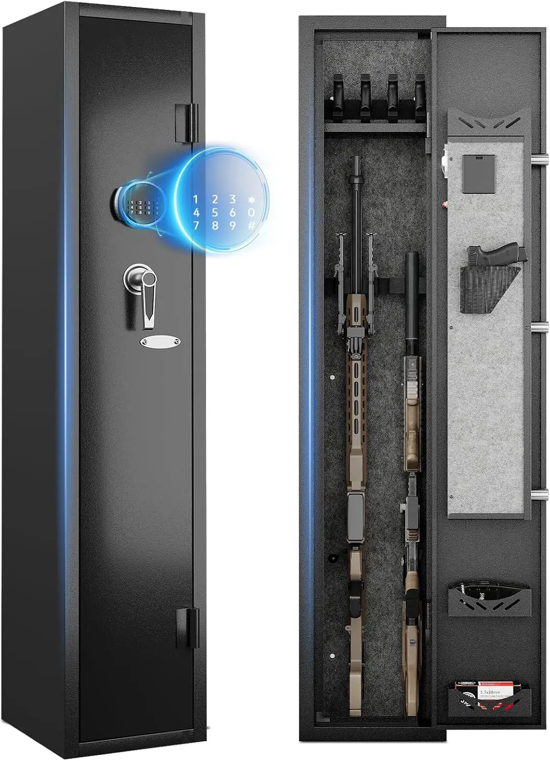 

Digital Keypad Rifle and Pistol Safe with 4 Slots, LED Light, Alarm for Secure Storage in Home