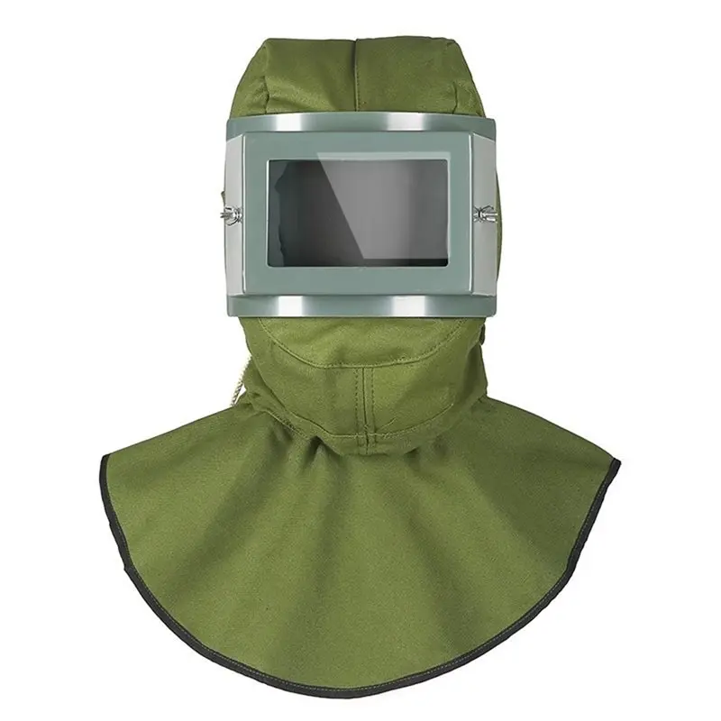 A99E-Protective Visor,Sandblasting Hood Dust Hood,Replaceable Square Glass Visor,Sandblast Helmet For Industrial Protection