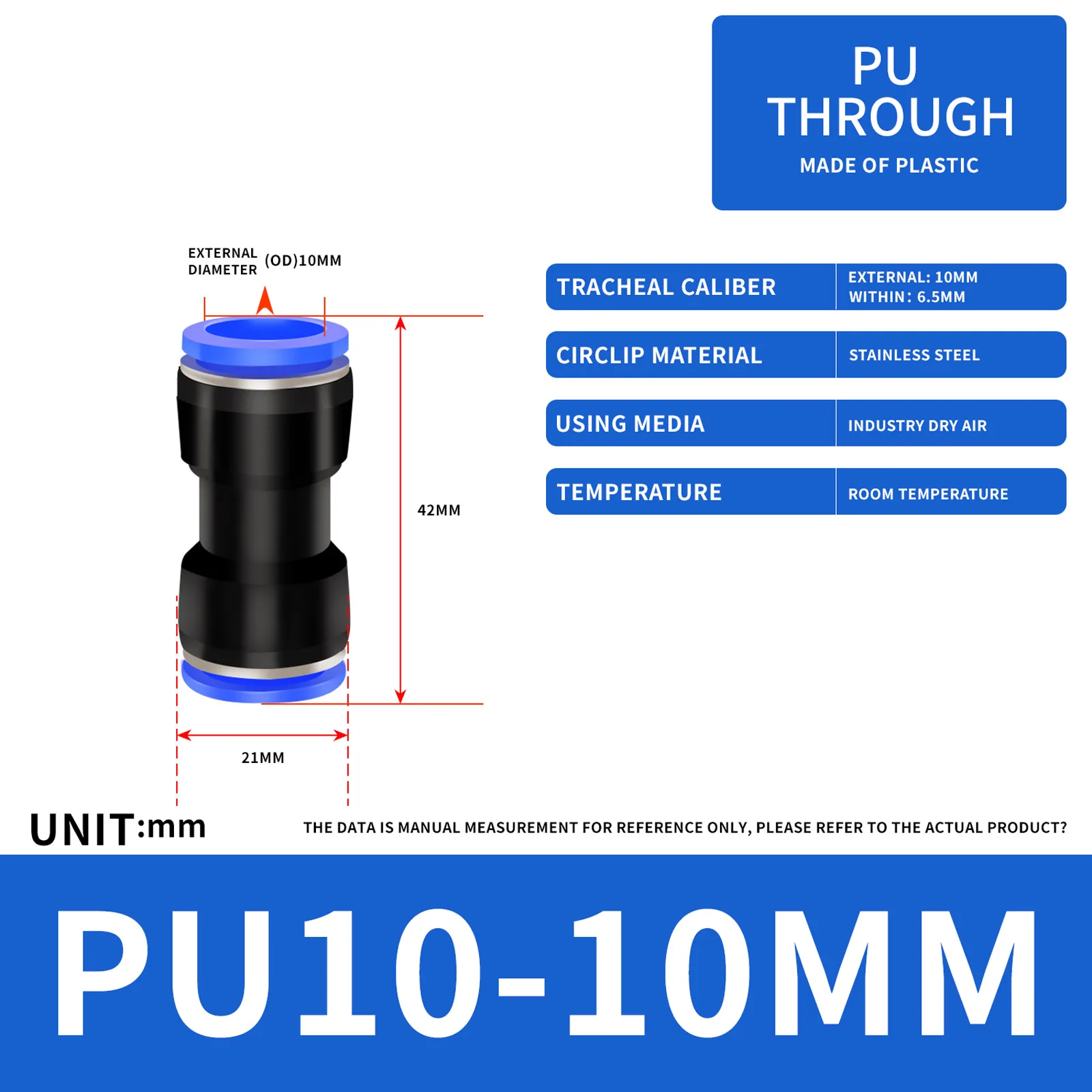 

30Pcs 10MM ID Hose Connector Straight 2 Ways Push to Connect Tube Quick Fittings Push Lock