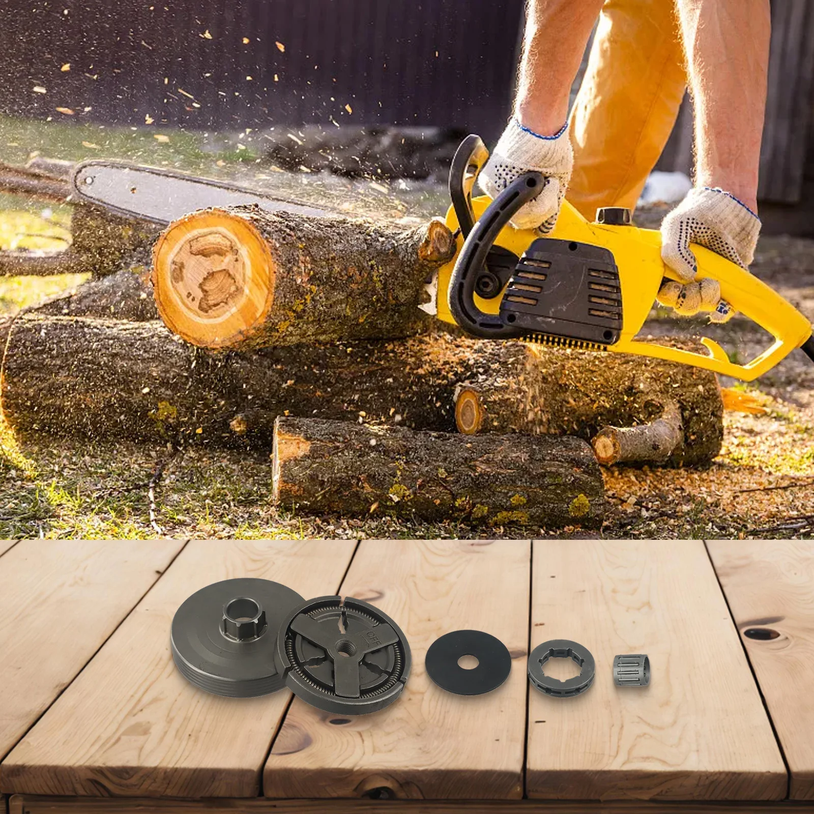 Kit d'embrayage pour tronçonneuses chinoises, jeu de tambours et de jantes, convient aux modèles 45cc 52cc 58cc, 4500 5200 5800, invitation