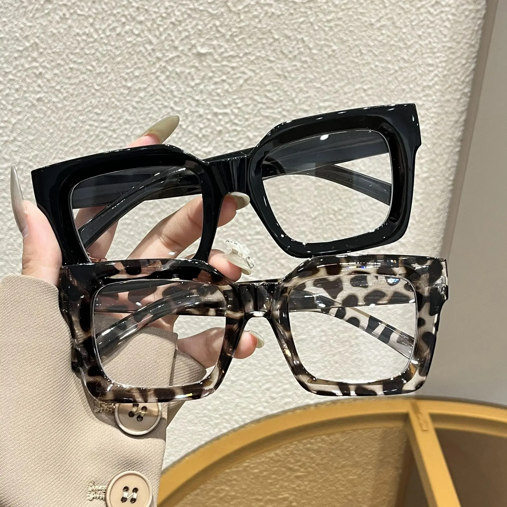 1Pc/2Pcs Trendy and Fashionable Casual Large-Frame Rectangular Glasses, Simple and Stylish Eyewear Suitable for Daily Wear