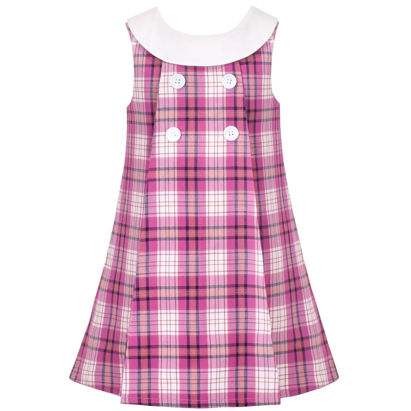 Girls Dress Red Plaid Lattice O-neck Big Bow Sleeveless School Uniform