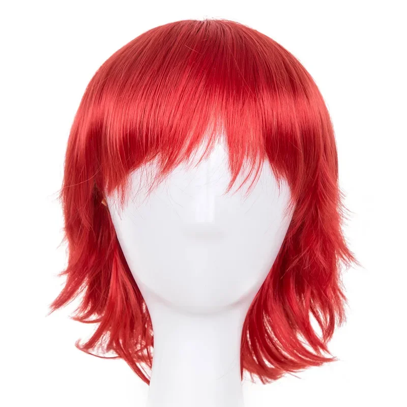 Red Wig  Synthetic Heat Resistant Fiber Short Wavy Hair Costume Cartoon Cos-play Women Ladies' Hairpiece for Salon Party