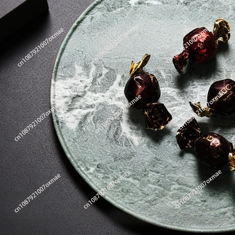 Green Marble Round Tray, Cosmetics and Jewelry Storage Tray, Desktop Storage and Storage.