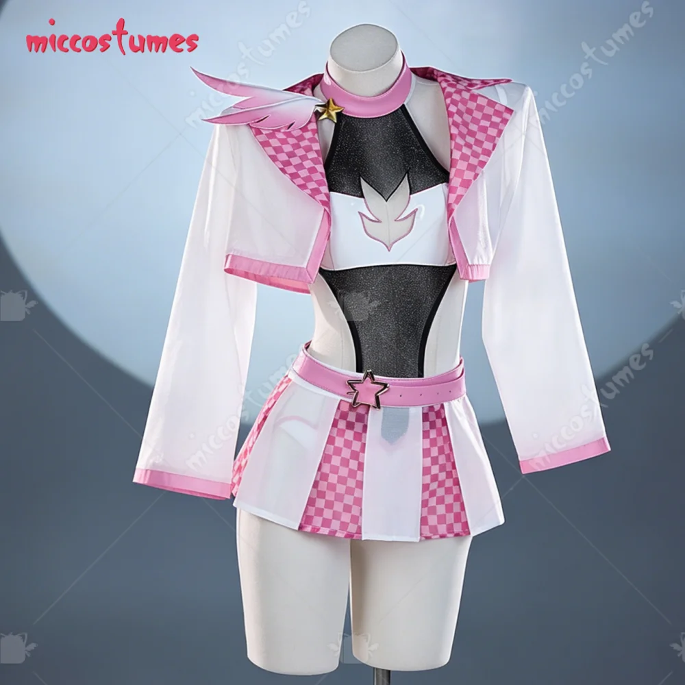 

【Ready for Ship】 Miccostumes Illya Racing Style Cosplay Costume Black Bodysuit with Pink Jacket and Skirt
