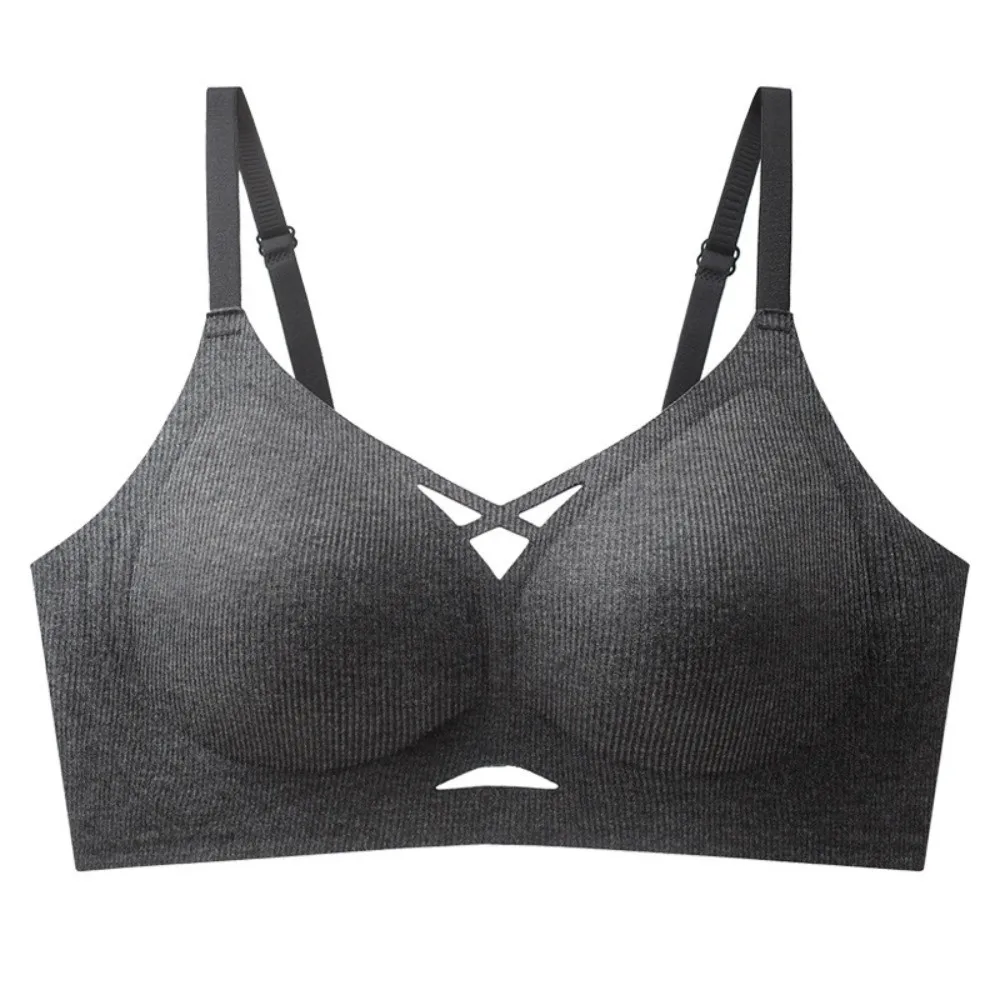 حمالة صدر رفيعة مجوفة بدون أثر ومضادة للترهل للنساء ملابس داخلية بلون سادة ملابس داخلية رياضية