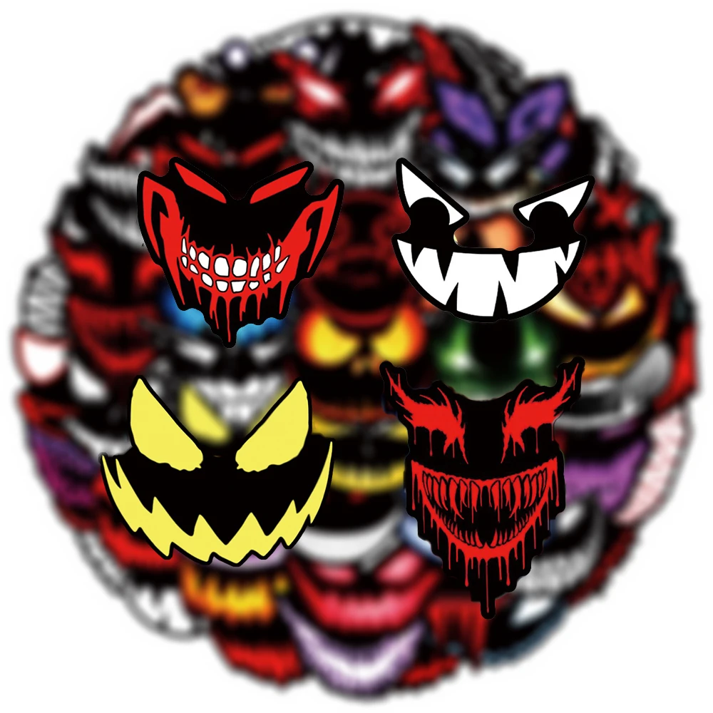 

10/30/50pcs Horror Scary Face Cartoon Stickers Cool Creative Graffiti Decals DIY Motorcycle Phone Luggage Bike Sticker Packing