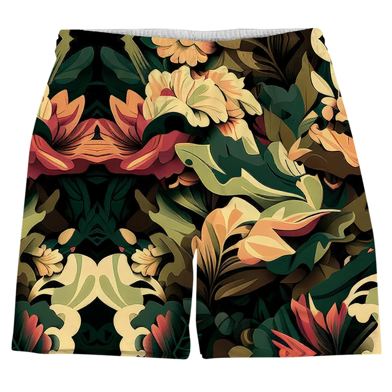 Colorful Floral 3D Printed Surfing Board Shorts 2024 Summer Street Hip Hop Gym Trunks For Men Kids Holiday Hawaii Beach Shorts