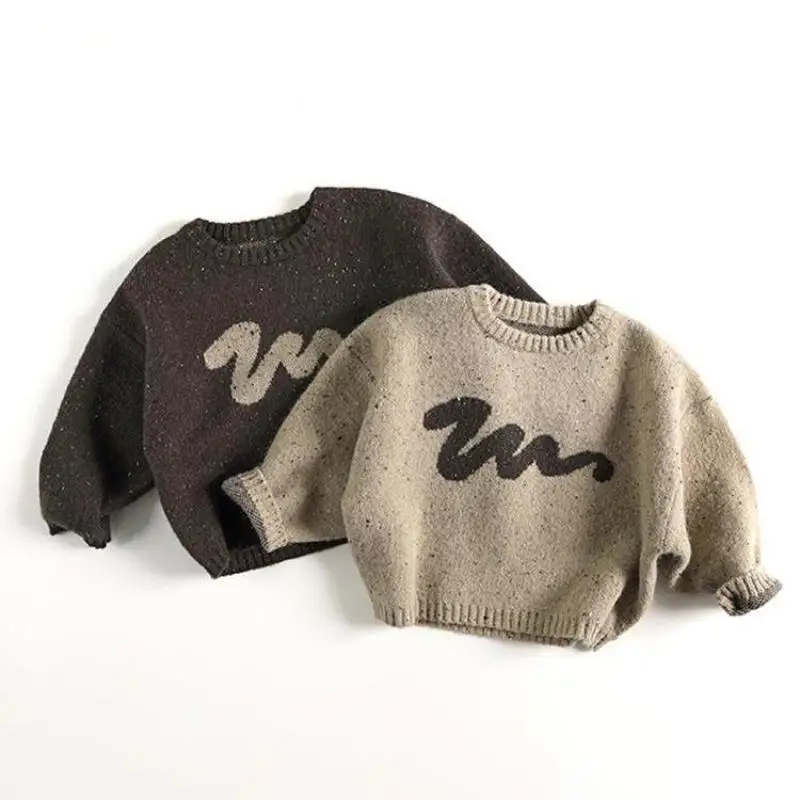 

2025 Autumn Winter New Children Colorful Point Alpaca Wool Sweater Boys Girls Knitted Pullover Fashion Casual Kids Loose Tops