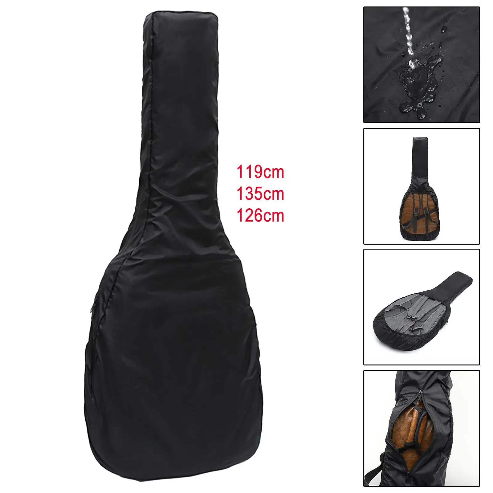 Guitar Backpack Dust Cover Instrument Bag Rain Cover Soft Water Resistant Black Bass Case Cover for Classical Electric Acoustic